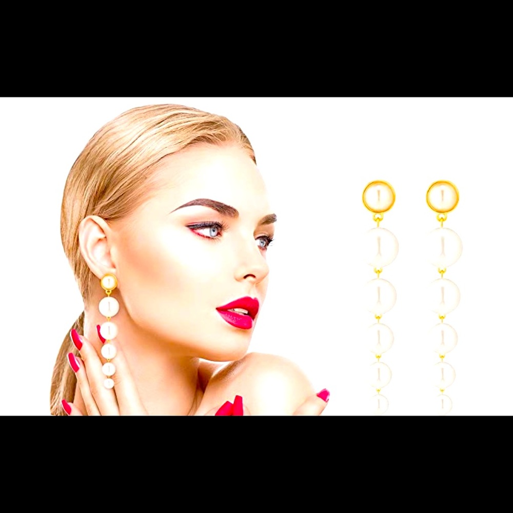 Long & Hoop Bohemian Faux Pearls Statement Earring